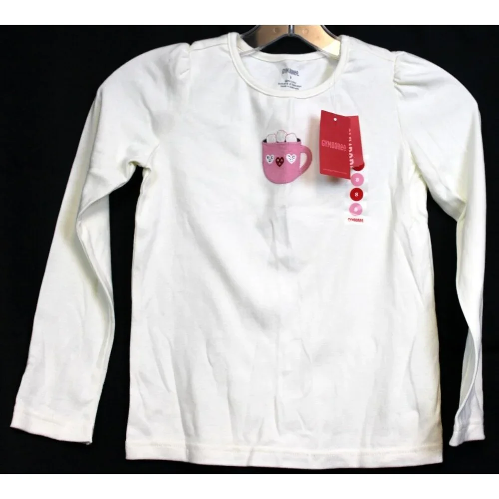 NWT 2008 Gymboree Winter Snowflake T-Shirt Mug Cocoa Hearts Long sleeve sz 7